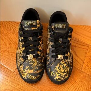 Versace Jeans Couture Black Baroque print sneakers